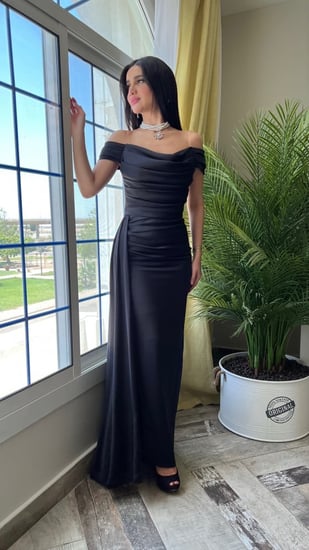 فستان سهره حرير اسود راقي