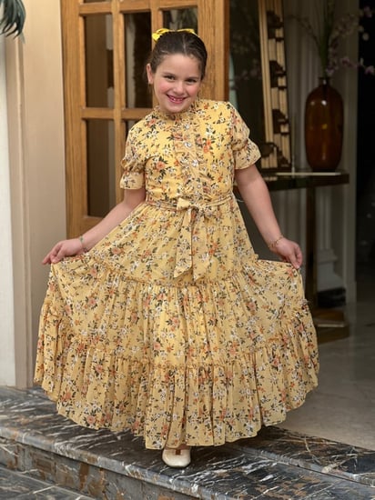 فستان بناتي أصفر شيفون رقم 3