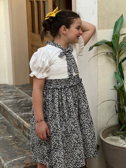 فستان بناتي ابيض من فوق ووردي مشجر من تحت رقم 2