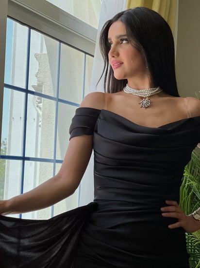 فستان سهره حرير اسود راقي