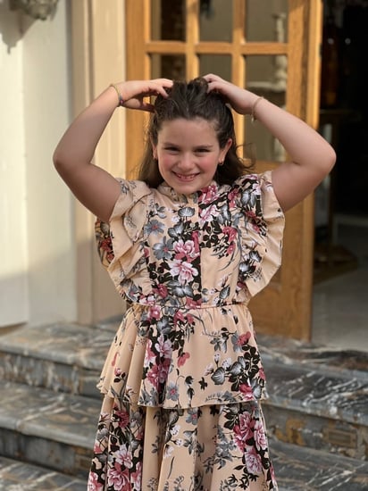 فستان بناتي اصفر تشجيرة كبيرة قطن أصفر مشجر رقم 1