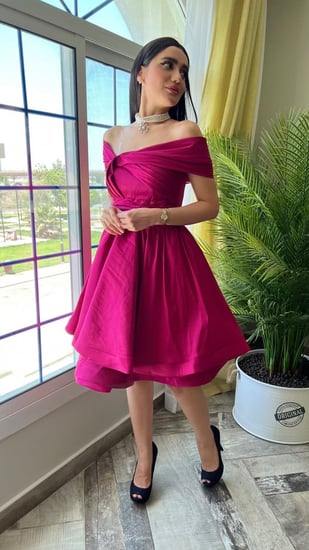 فستان سهره تفته احمر قصير راقي