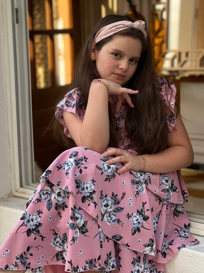 فستان بناتي وردي قطن وردي مشجر رقم 1