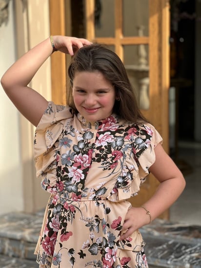 فستان بناتي اصفر تشجيرة كبيرة قطن أصفر مشجر رقم 1