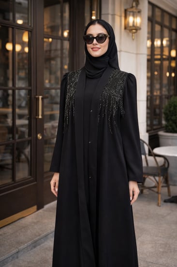 عباية سوداء فخمه ورزه مناسبه للسهرات والعزايم
