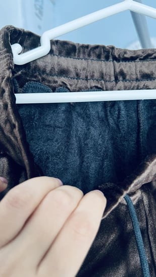 بنطلون بني ثيرمال مبطن بالفرو الداخلي بالكامل كاجوال مخمل بجيوب ومطاط من الوسط فوي سايز