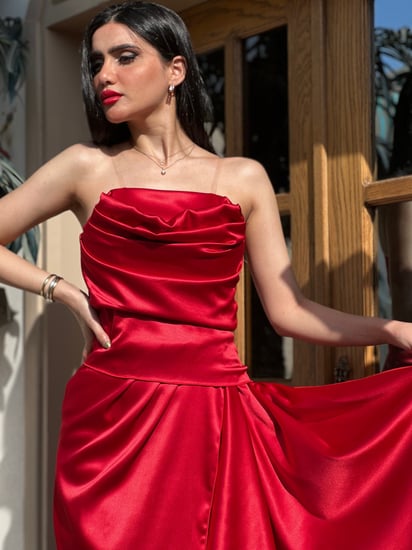 فستان سهرة ساتان حرير رقم 2