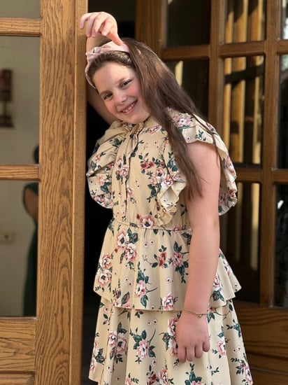 فستان بناتي اصفر تشجيرة صغيره قطن أصفر تشجيرة كبيرة رقم 1