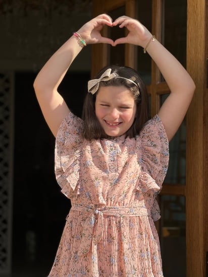 فستان بناتي وردي مشجر من الاسفل بليسيه رقم 7