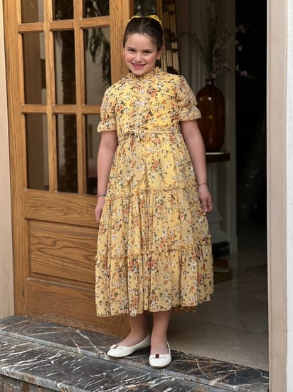 فستان بناتي أصفر شيفون رقم 3