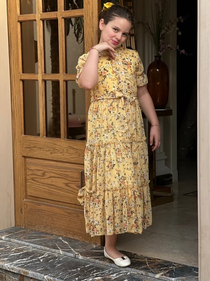 فستان بناتي أصفر شيفون رقم 3