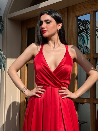 فستان سهرة ساتان حرير رقم 1