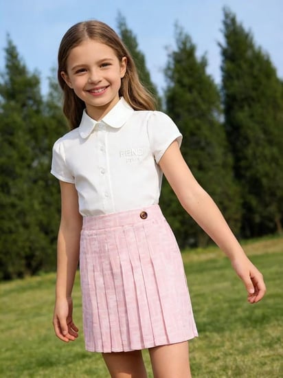 تيور بناتي من قطعتين وتنورة بكسرات جميله ومرتبه