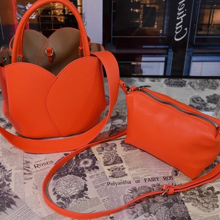 حقيبة زهرة التوليب، لون موحد، تصميم فريد، حقيبة كتف عصرية