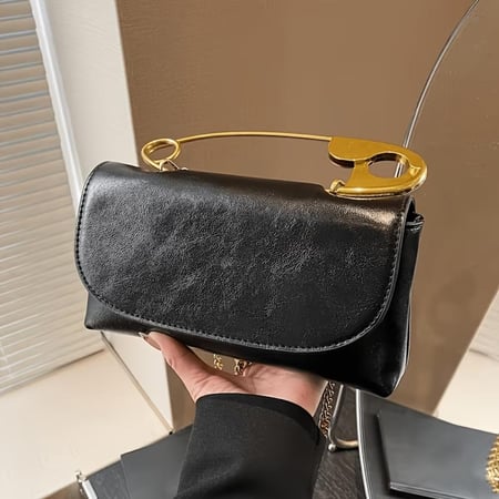 حقيبة كتف متينة وأنيقة بسلسلة مع حزام كتف قابل للفصل بعده الوان