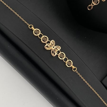 طقم شبكة ذهب للعروسة عيار 21 وزن 15.61 جرام دورين بتصميم الفراشات