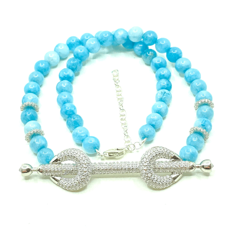 سلسله حجر طبيعي مع تعليقة زركون