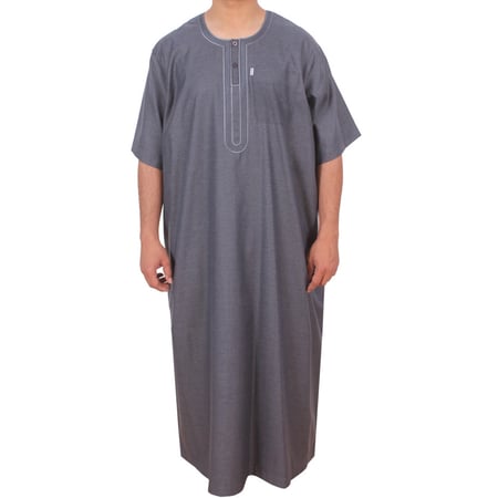 جلابية رجالي مطرز نص كم  L