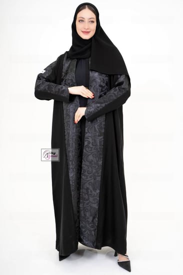 عبايه نص كلوش جاكار مع قماش ملكي AJ-101