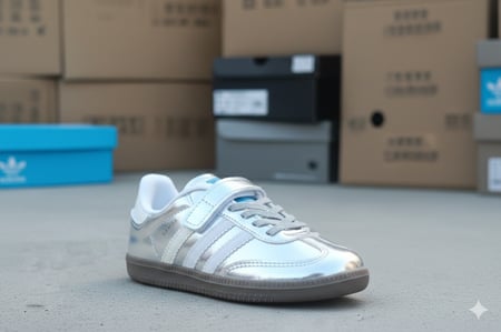 حذاء أطفال من ماركة اديداس سامبا(Adidas)فضي