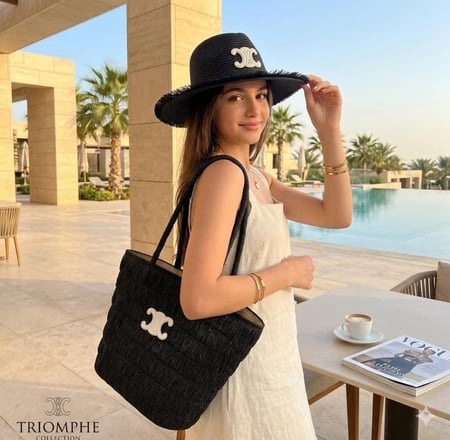 طقم نسائي شنطة وقبعة من ماركة سيلين Celine