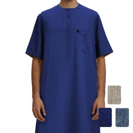 قميص كتان راقي نصف كم مطرز