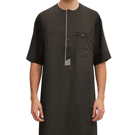 قميص كتان راقي نصف كم مطعم