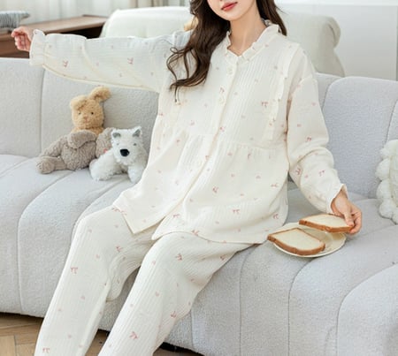 بيجاما الأمومة ( الأدفأ ) بتفاصيل أنيقة للأم-مناسب للرضاعة