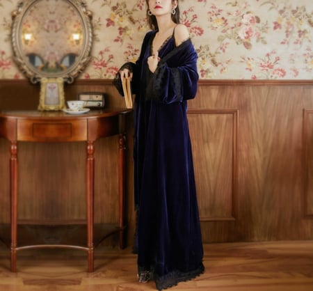 قميص مع روب أنثوي فاخر من المخمل الأنيق- 3 ألوان