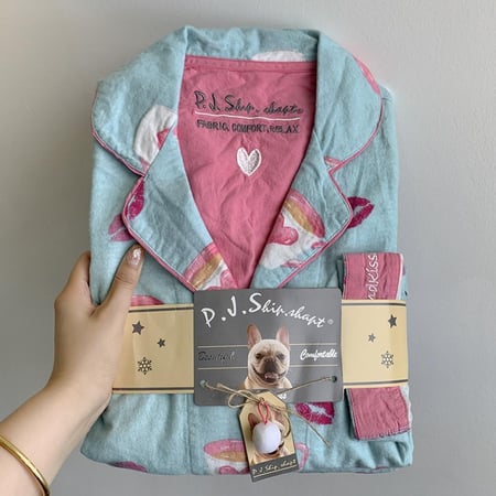 بيجاما القطن  مزينة بأكمام ذات وجهين راقية وأنيقة-A19