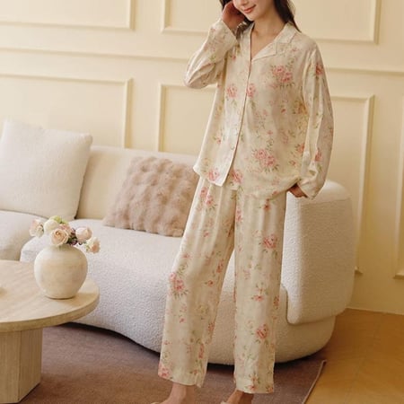 بيجاما الورود الناعمة من قماش الفيسكوز البارد (ميدي)