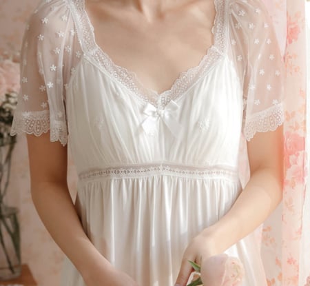 قميص من القطن مزين بالدانتيل الفرنسي بتصميم أنثوي وأنيق