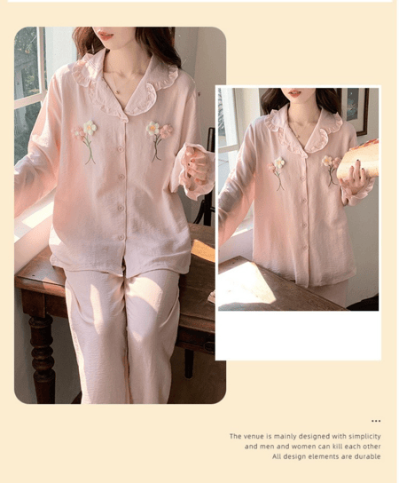 بيجامة أنيقة بأكمام طويلة من قماش ناعم ومريح-z1