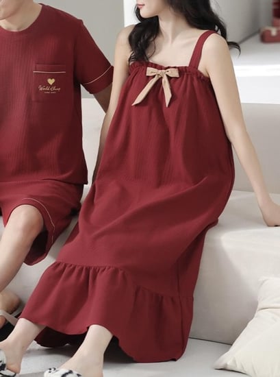 قميص أنثوي ناعم من القطن الخالص 100٪- أحمر