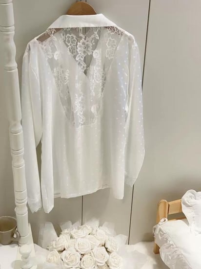 بيجاما الأناقة والأنوثة من الساتان الفاخر-أبيض