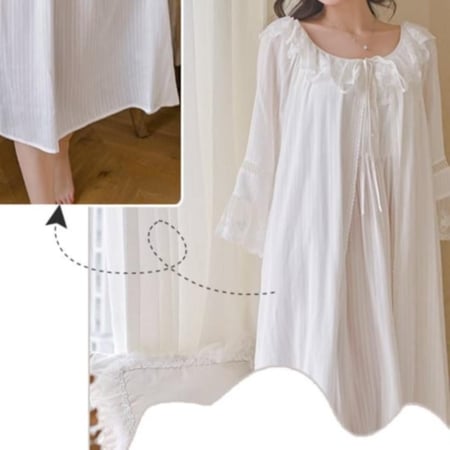 قميص من قطعتين مزين بالدانتيل الفرنسي واللؤلؤ بتصميم أنثوي وأنيق