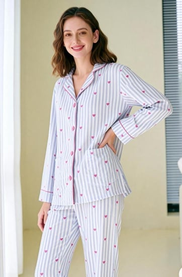 بيجاما القلوب الأنيقة من القطن الطبيعي 100%