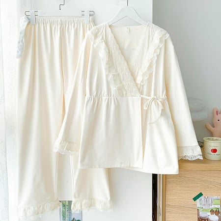 بيجاما الأمومة ( الأدفأ ) بتفاصيل أنيقة للأم-(سكري-سماوي)