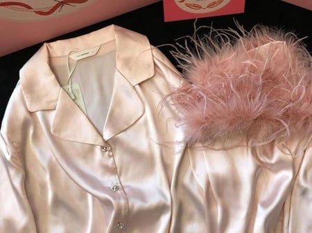 بيجاما الساتان الفاخر والريش الأنثوي-قابل للإزالة-