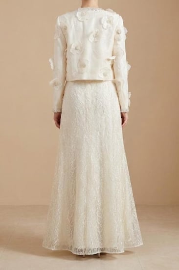 طقم سهرة فاخر قطعتين باللون العاجي