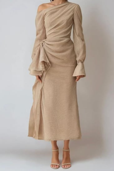 فستان ميدي قصة غير متماثلة