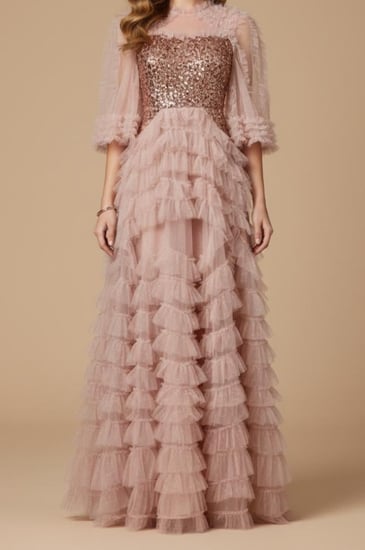 فستان تول وردي