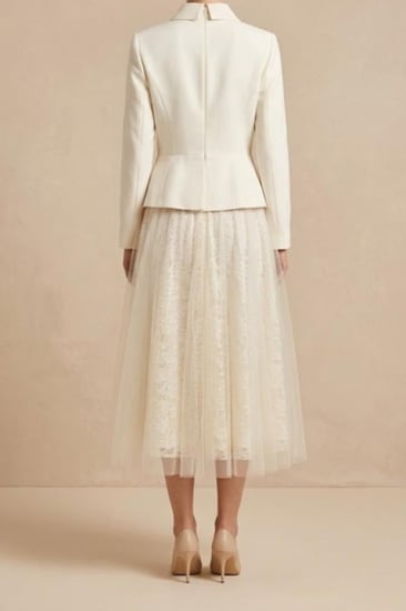 فستان ميدي فاخر بتصميم جاكيت وتنورة دانتيل