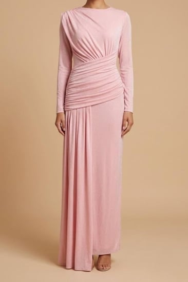 فستان سهرة استرتش وردي