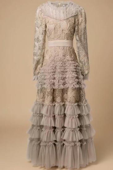 فستان دانتيل بني كشكش