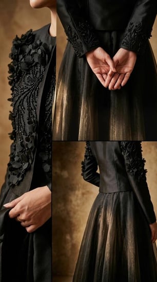 تيور مطرز زهور بارزة