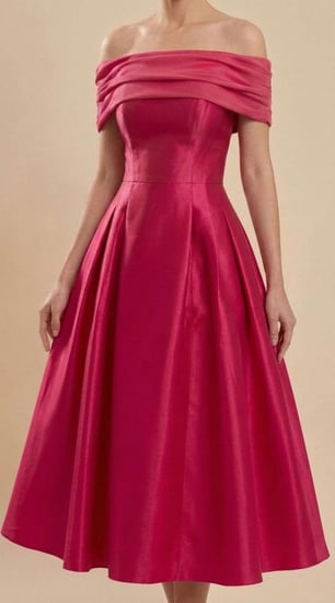 فستان سهرة ميدي فوشيا