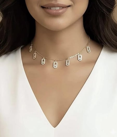 شوكر بتصميم مستوحى من ميسيكا لون ذهبي او فضي مطلي ذهب مطلي ذهب .