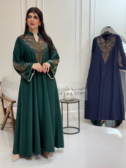 جلابيه ساده بتطريز بصدر فصوص