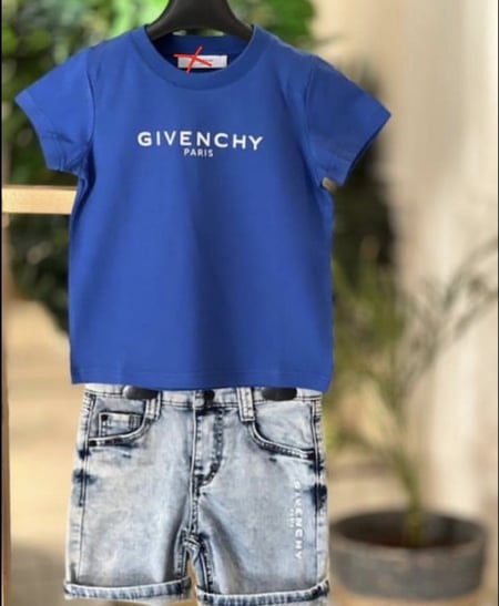 طقم جفنشي ازرق ( شورت+ تيشيرت) بدون لوقو